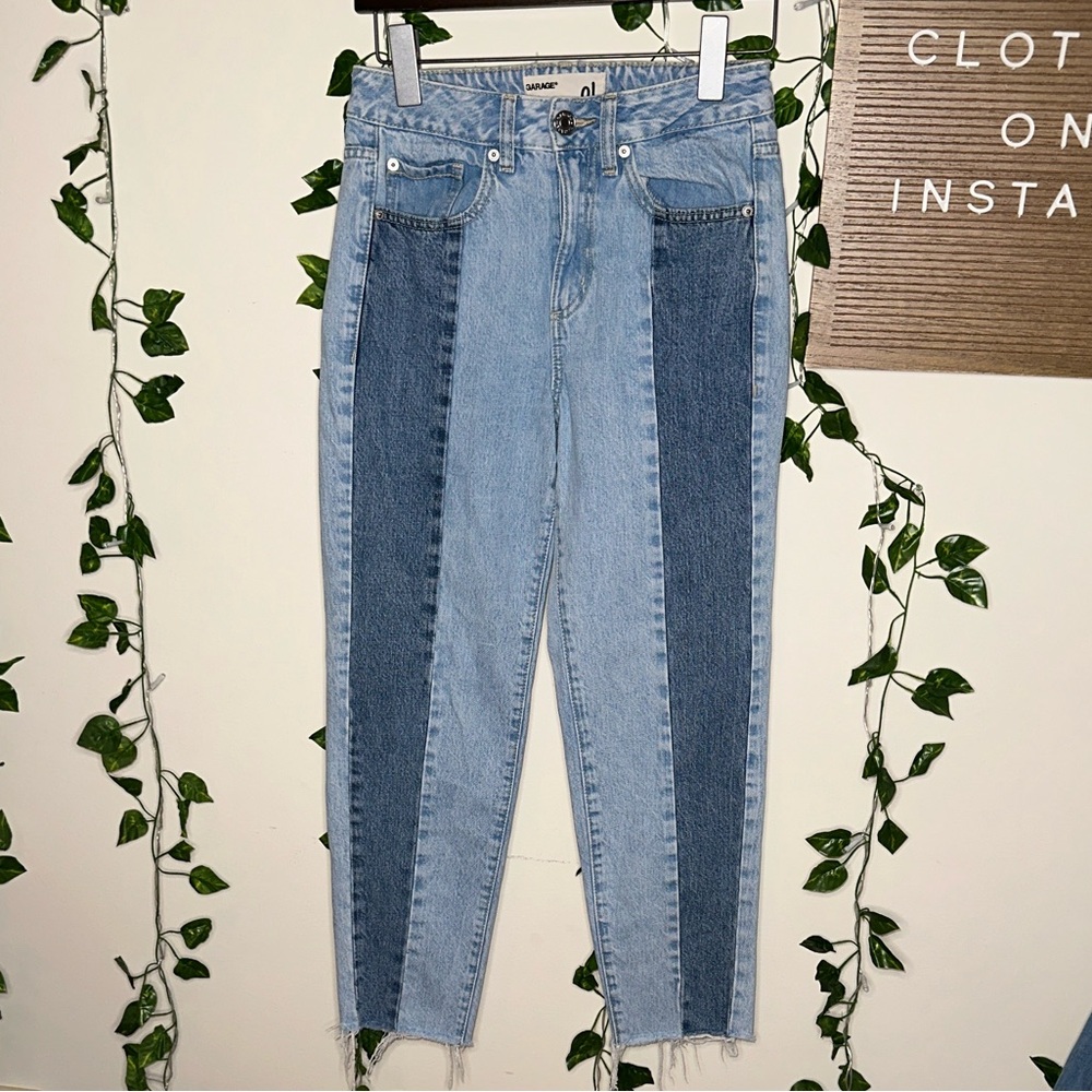 Garage Two Tone Color Block Mom Jeans